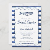 航海のストライプ魚沿岸ブライダルシャワー 招待状 (正面)
