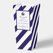 航海のストライプ&ネイビーブルー結婚シップ フェイバーボックス (正面)