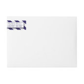 航海のストライプ&ネイビーブルー結婚シップ ラップアラウンドラベル (正面)