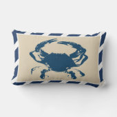 航海のストライプ&ブルーカニ沿岸スタイル ランバークッション (裏面)