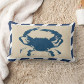 航海のストライプ&ブルーカニ沿岸スタイル ランバークッション (ブランケット)
