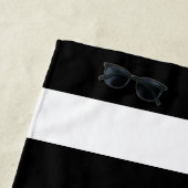 航海のストライプBoat Nameホワイトいかりブラック ビーチタオル (インサイチュ)