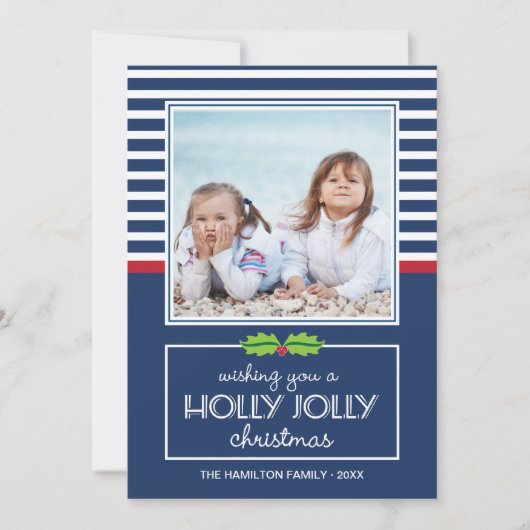 航海のストライプHollyすてき Christmas Flat Card シーズンカード (正面)