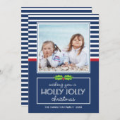 航海のストライプHollyすてき Christmas Flat Card シーズンカード (正面/裏面)