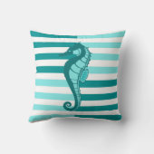 航海のストライプSeahorse - warm Aqua Marine クッション (裏面)