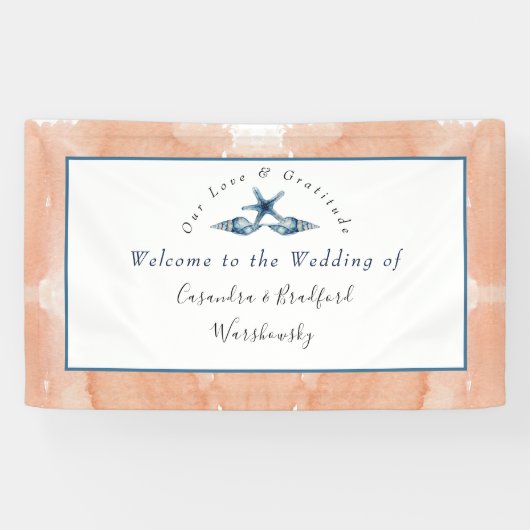 航海のズ結婚ビーチシーセルバラコーラルブルー 横断幕 (横)