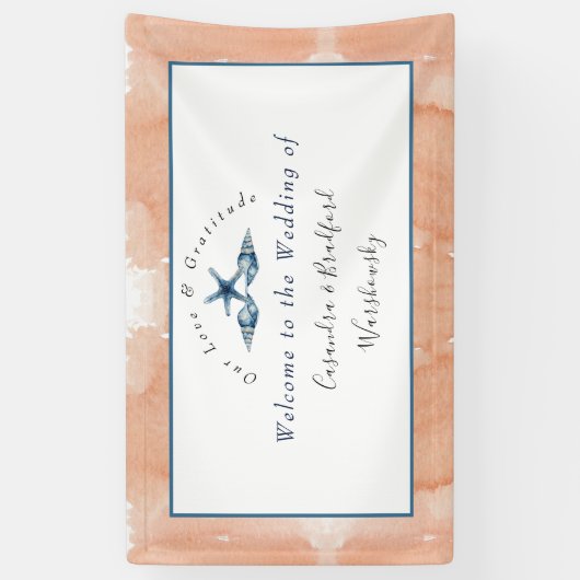 航海のズ結婚ビーチシーセルバラコーラルブルー 横断幕 (縦)
