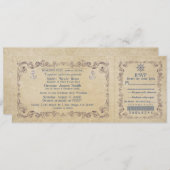 航海のズ結婚ヴィンテージクルーズチケット招待状 招待状 (正面/裏面)