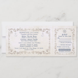 航海のズ結婚ヴィンテージクルーズチケット招待状 招待状