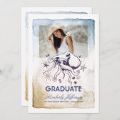 航海のタコの写真 卒業のお知らせ 招待状 (正面/裏面)