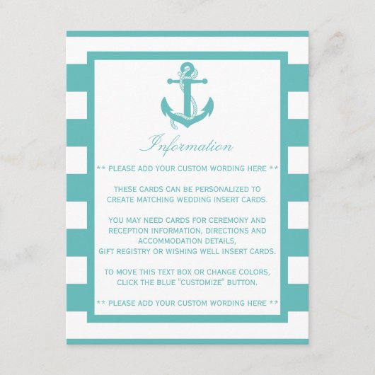 航海のターコイズストライプいかり結婚詳細 エンクロージャーカード (正面)