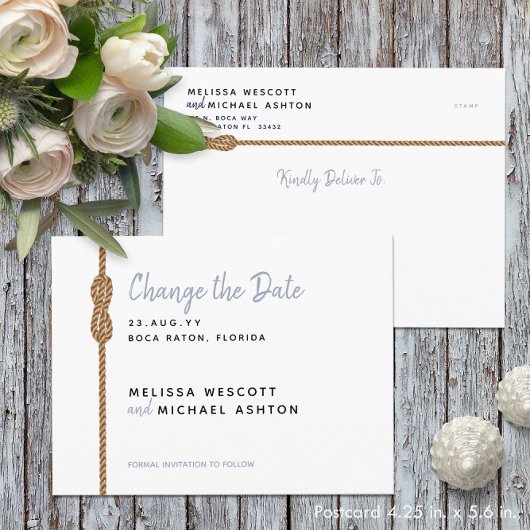 ⛵航海のダスティブルー+白の日付の変更 案内ポストカード