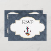 航海のテーマといかりRSVP 出欠カード (正面/裏面)