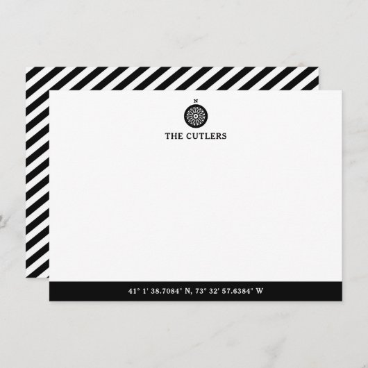 航海のテーマコンパス，黒パーソナライズされた, ノートカード (正面/裏面)