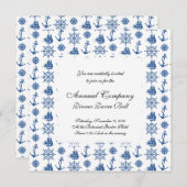 航海のテーマシップいかり青と白 招待状 (正面/裏面)