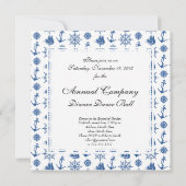 航海のテーマシップいかり青と白 招待状 (裏面)