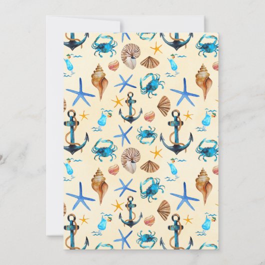 航海のテーマシーシェル誕生日招待状 招待状 (裏面)