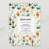 航海のテーマシーシェル誕生日招待状 招待状 (正面/裏面)