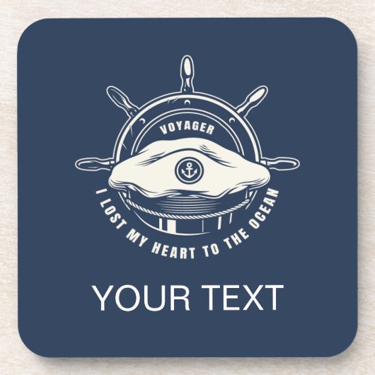 航海のテーマネイビーブルーザテキスト コースター (正面)