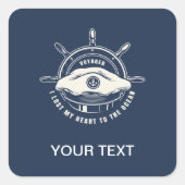 航海のテーマネイビーブルーザテキスト スクエアシール (正面)