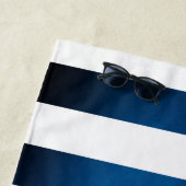 航海のテーマネイビーブルーストライプ ビーチタオル (インサイチュ)