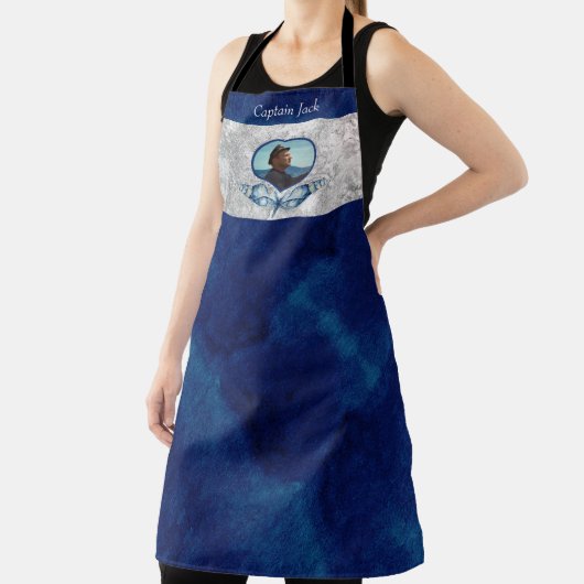 -航海のテーマネイビーブルーフォトシェル水色 エプロン (インサイチュ)