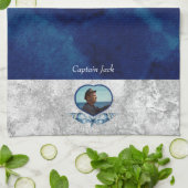 -航海のテーマネイビーブルーフォトシェル水色 キッチンタオル (折り畳み)