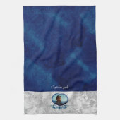 -航海のテーマネイビーブルーフォトシェル水色 キッチンタオル (縦)