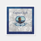 -航海のテーマネイビーブルーフォトシェル水色 スタンダードカクテルナプキン (正面)