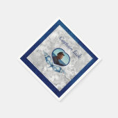 -航海のテーマネイビーブルーフォトシェル水色 スタンダードカクテルナプキン (角)