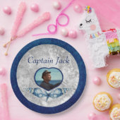 -航海のテーマネイビーブルーフォトシェル水色 ペーパープレート (パーティー)