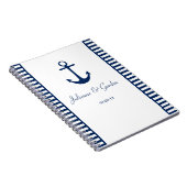 航海のテーマネイビーブルーホワイトストライプズGuest Book ノートブック (右側)