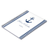 航海のテーマネイビーブルーホワイトストライプズGuest Book ノートブック (左側)