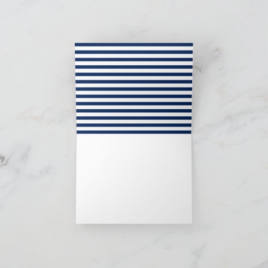 航海のテーマネイビーブルー白ストライプ色ありがとう サンキューカード (内部)