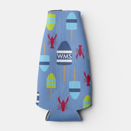 航海のテーマブイ及びロブスターモノグラムの ボトルクーラー (正面)