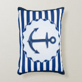 航海のテーマブルーホワイトいかりマリーンストライプ アクセントクッション (正面(垂直))