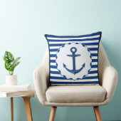 航海のテーマブルーホワイトいかりマリーンストライプ クッション (椅子)