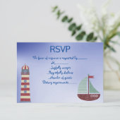 航海のテーマブルー背景RSVP 招待状 (スタンド正面)