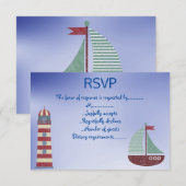 航海のテーマブルー背景RSVP 招待状 (正面/裏面)