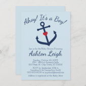 航海のテーマ男の子ベイビーシャワー招待状- BLUE 招待状 (正面/裏面)