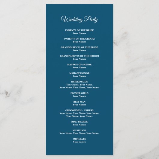 航海のテーマ結婚の式典テンプレート プログラム (裏面)