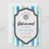 航海のテーマ誕生日カード10歳の誕生日。 招待状 (正面)