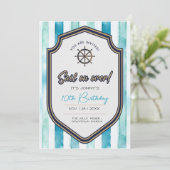 航海のテーマ誕生日カード10歳の誕生日。 招待状 (スタンド正面)