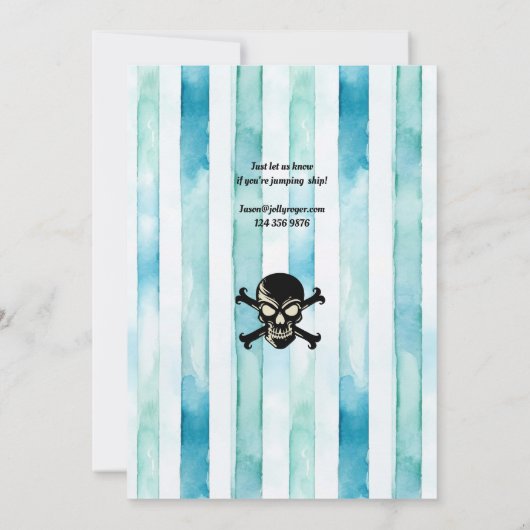 航海のテーマ誕生日カード10歳の誕生日。 招待状 (裏面)