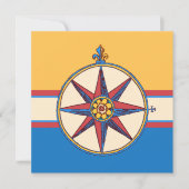 航海のテーマ退職パーティーコンパスバラ 招待状 (正面)