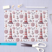 航海のテーマ – ライトハウス、サンゴ、海洋生物 薄葉紙 (クラフト)