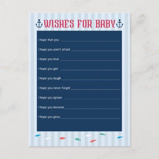 航海のテーマ – 赤ちゃんシャワーの願い アドバイスカード (正面)
