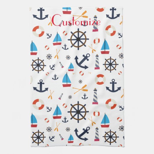 航海のテーマThunder_Cove  キッチンタオル (縦)