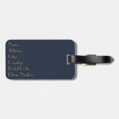 航海のデザインと金ゴールドコンパスおよびいかり ラゲッジタグ (裏面横)