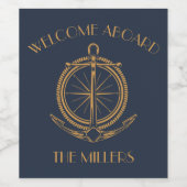 航海のデザインと金ゴールドコンパスおよびいかり ワインラベル (シングルラベル)